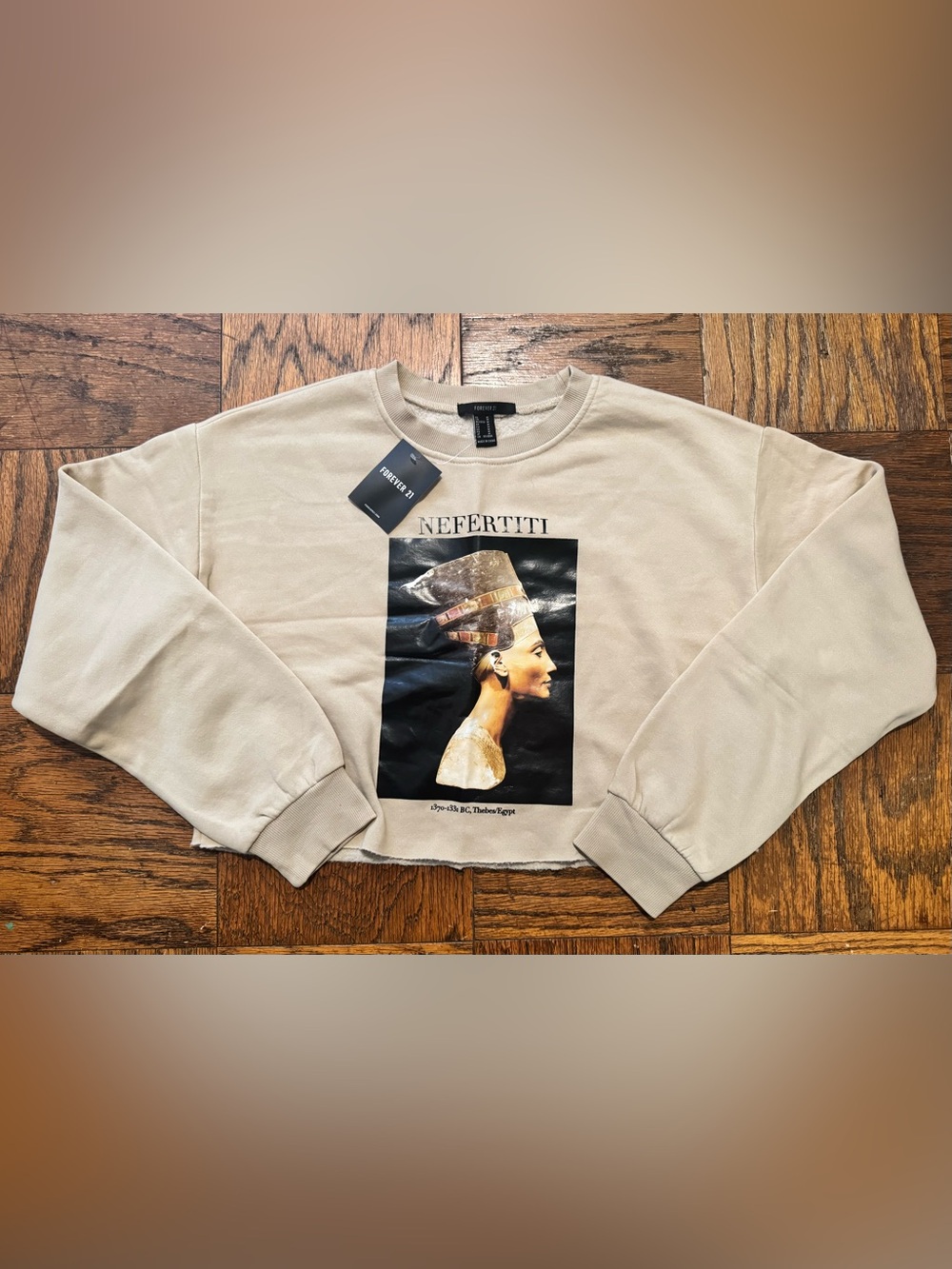 Forever 21 Beige Nefertiti Graphic Crewneck cropped top